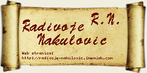 Radivoje Nakulović vizit kartica